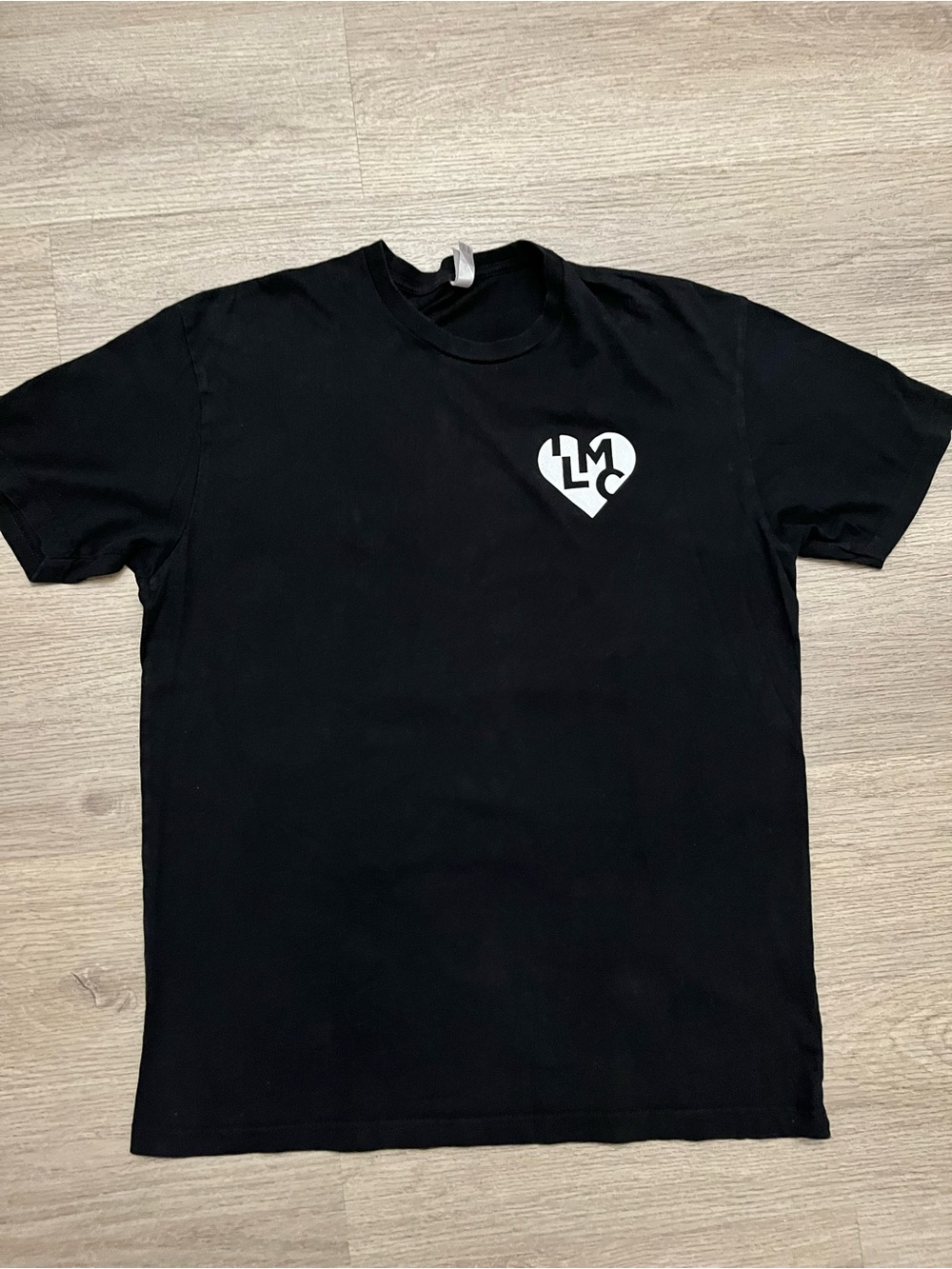 Next Level Apparel Black Tee with White Heart Initials